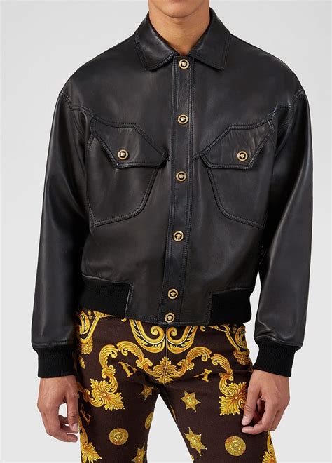 does versace use real leather|versace leather jacket price.